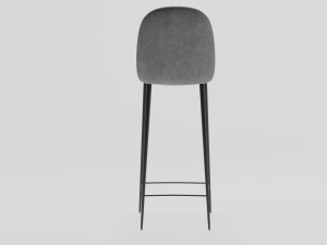 Bar stool gray velvet 3D Model