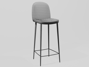 Bar stool gray velvet 3D Model