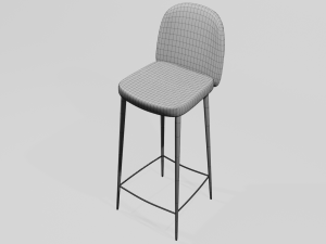 Bar stool gray velvet 3D Model