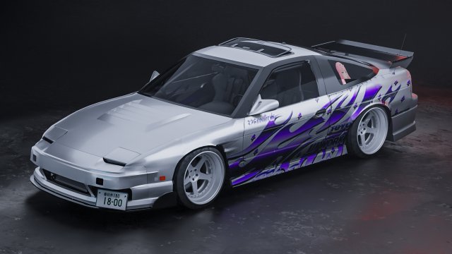 Nissan 180sx 3D Model .c4d .max .obj .3ds .fbx .stl .blend 