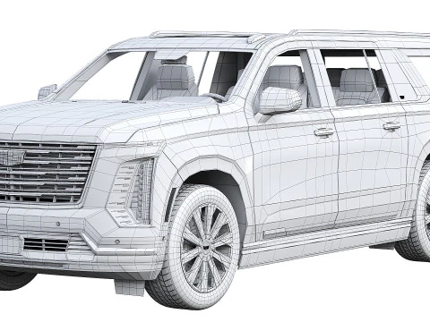 Cadillac Escalade Lujo ESV Lujo Platino 2025 Modelo 3D