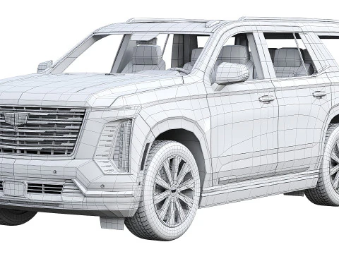 Cadillac Escalade Lujo ESV Lujo Platino 2025 Modelo 3D