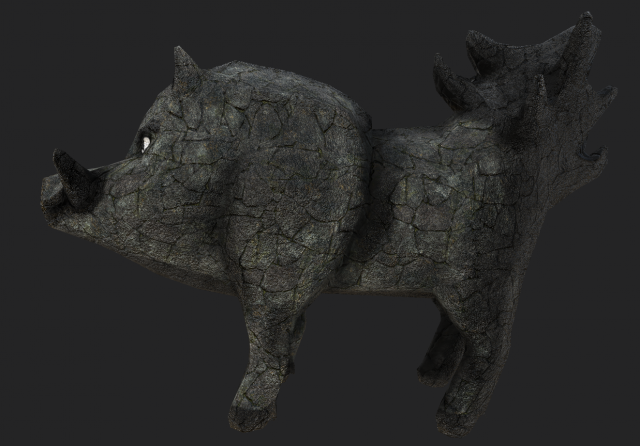 Game-ready fantasy stone boar Model 3D .c4d .max .obj .3ds .fbx .stl .blend 
