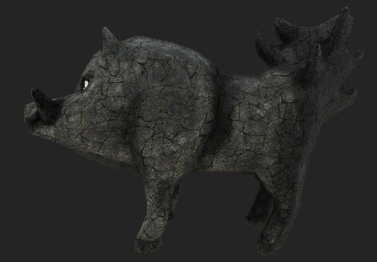 Game-ready fantasy stone boar 3D Model .c4d .max .obj .3ds .fbx .stl .blend 
