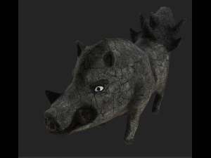 Game-ready fantasy stone boar Model 3D