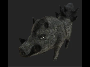 Game-ready fantasy stone boar 3D Model