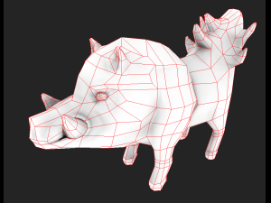 Game-ready fantasy stone boar Model 3D