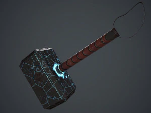 Mjolnir Thor Hammer Marvel Comics Yenilmezler D&uuml;ş&uuml;k Poli 3D Model