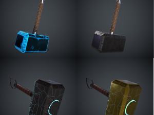 Mjolnir Thor Hammer Marvel Comics Avengers Low-poly Modelo 3D
