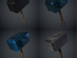 Mjolnir Thor Hammer Marvel Comics Avengers Low-poly Modelo 3D