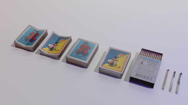 Matchbox and Matches 3D Low-poly Modello 3D .c4d .max .obj .3ds .fbx .stl .blend 