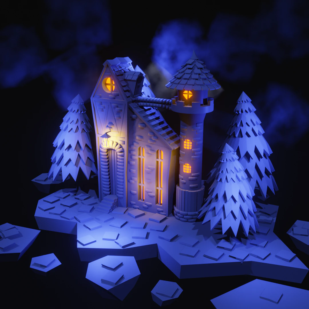 Castle at midnight 3D Model .c4d .max .obj .3ds .fbx .stl .blend 