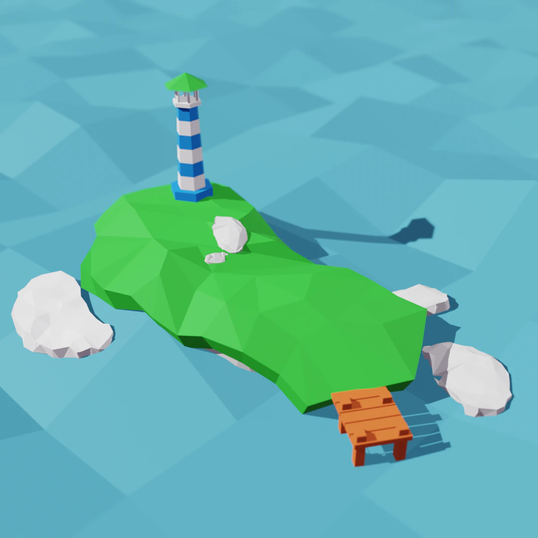 Lighthouse beacon on the island 3D Model .c4d .max .obj .3ds .fbx .stl .blend 