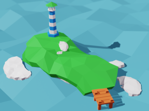 Lighthouse beacon on the island 3D Model