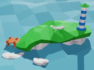 Lighthouse beacon on the island 3D Model