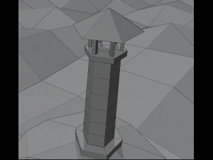 Lighthouse beacon on the island 3D Model