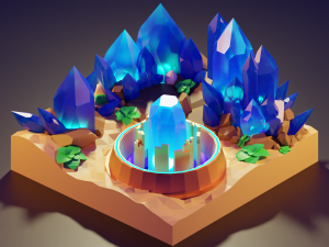 Stylized Desert of crystals diorama Modelo 3D