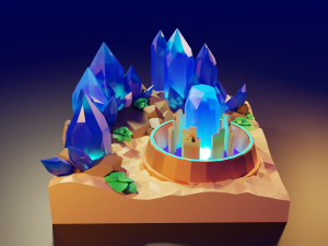 Stylized Desert of crystals diorama 3D Модель