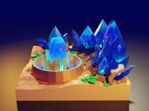 Stylized Desert of crystals diorama 3D Модель