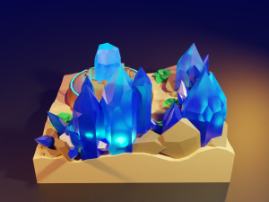 Stylized Desert of crystals diorama 3D Модель