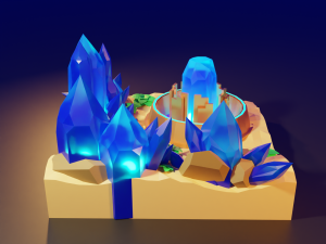 Stylized Desert of crystals diorama 3D Модель