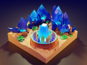 Stylized Desert of crystals diorama 3D Модель