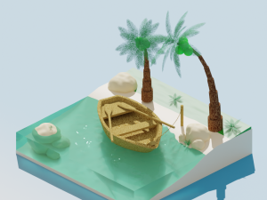 Desert island uninhabited 3D Model