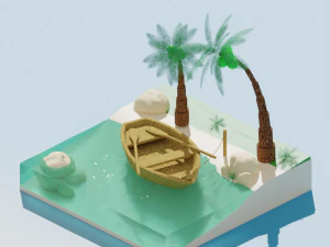 Einsame Insel unbewohnt 3D Modell