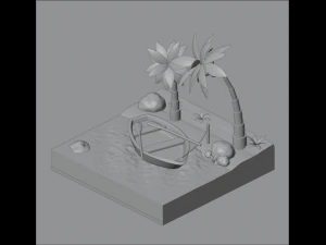 Desert island uninhabited 3D Model