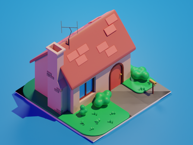 Stylized House 3D Model .c4d .max .obj .3ds .fbx .stl .blend 