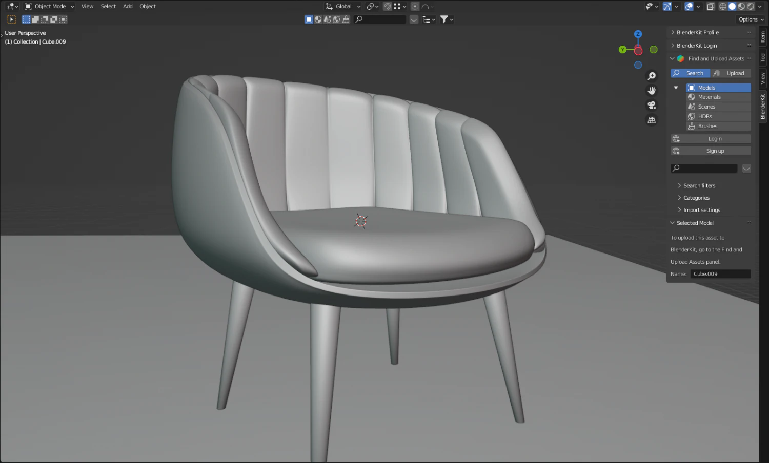Chair 3D Model .c4d .max .obj .3ds .fbx .stl .blend 