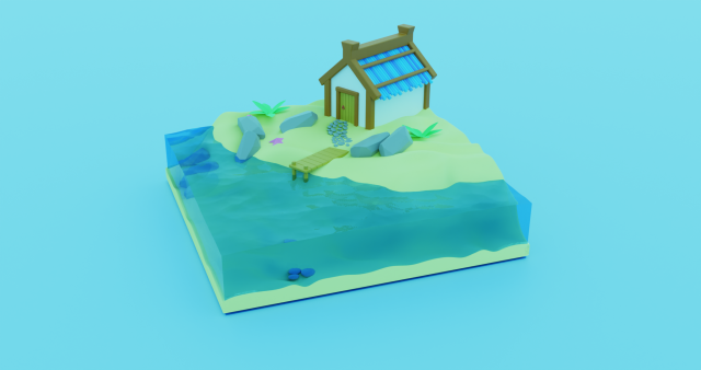 The price of a house on the seashore Modelo 3D .c4d .max .obj .3ds .fbx .stl .blend