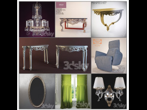 Koltuk table seat avize chandelier 3D Model