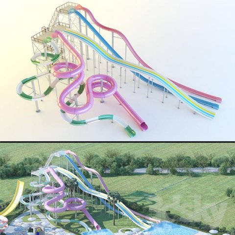 Aquapark 3D 모델 .c4d .max .obj .3ds .fbx .stl .blend 