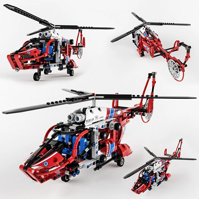 Lego helicopter 3D Model .c4d .max .obj .3ds .fbx .stl .blend 