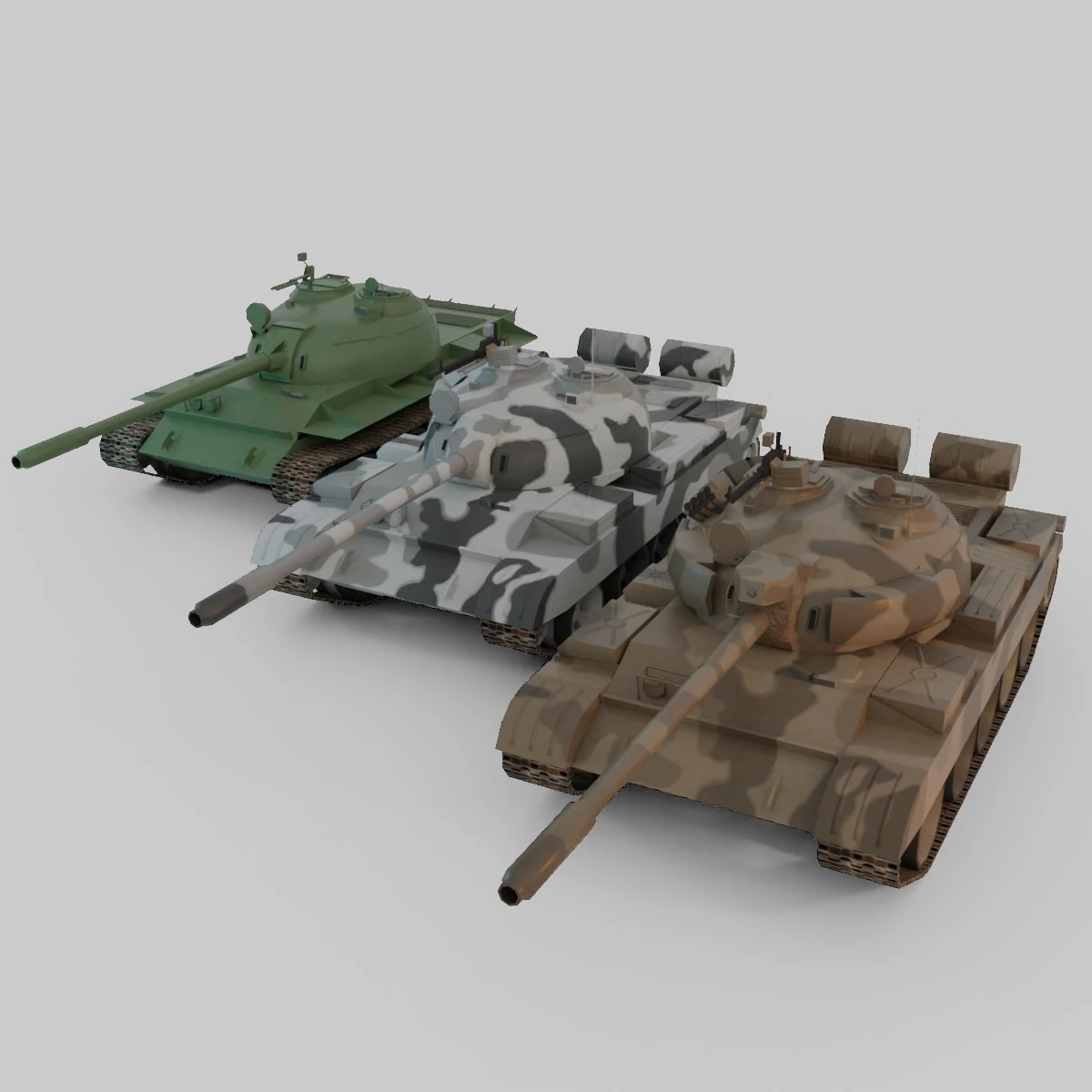 T-55A Soviet Tank 3D Model .c4d .max .obj .3ds .fbx .stl .blend 