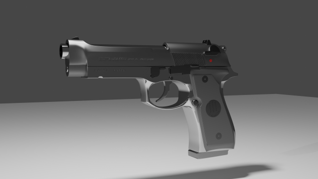 Beretta 92 FS 3D 模型 .c4d .max .obj .3ds .fbx .stl .blend