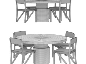 Dining Table and Chair in Blackened Oak by Orphan Work 3D Model