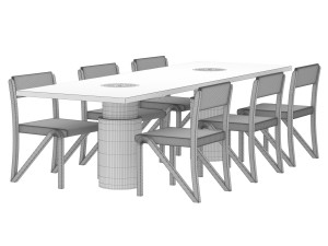 Dining Table and Chair in Blackened Oak by Orphan Work Model 3D