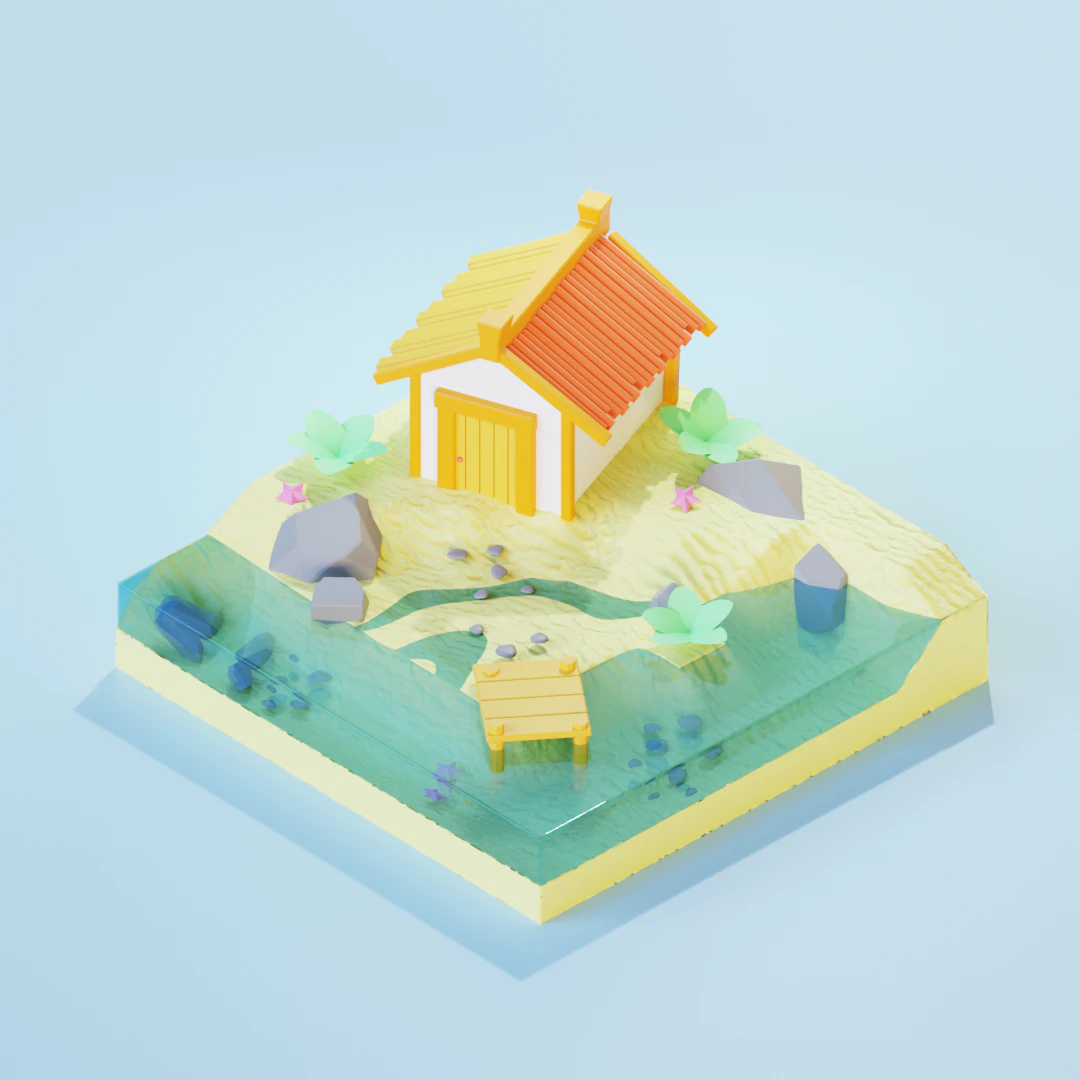 Beach home 3D Model .c4d .max .obj .3ds .fbx .stl .blend 