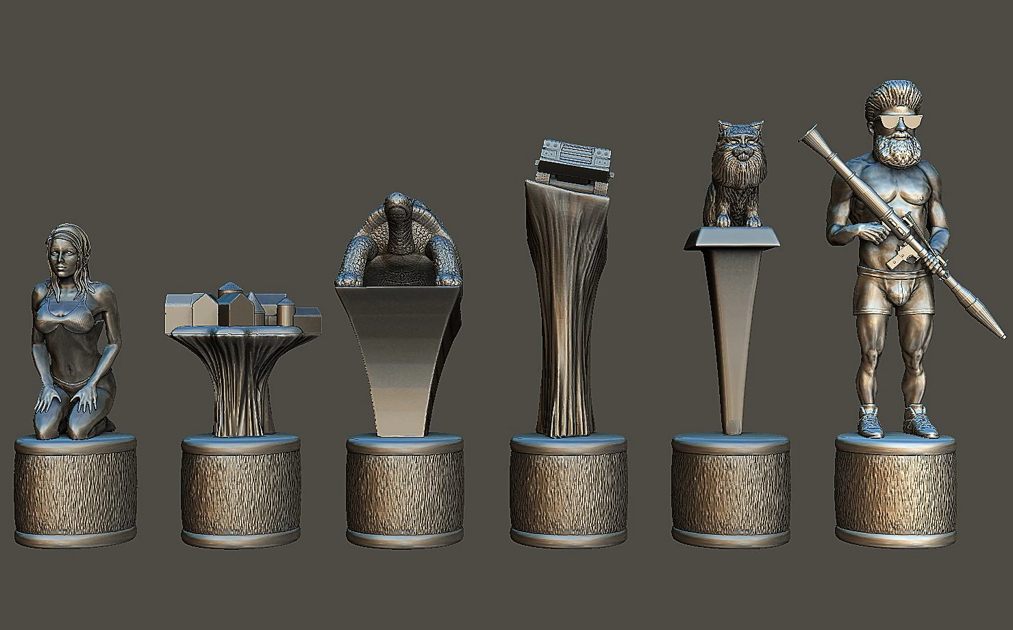 Dan Bilzerians luxury Chess Set Black Pieces 3D Print Model .c4d .max .obj .3ds .fbx .stl .blend 