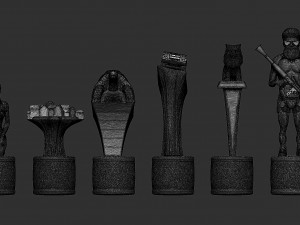 Dan Bilzerians luxury Chess Set Black Pieces 3D Принт Модель