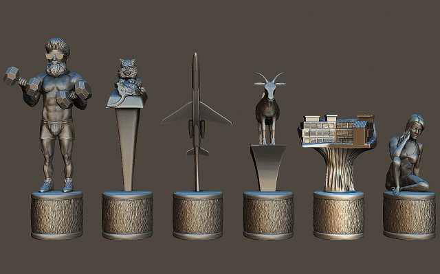 Dan Bilzerians luxury Chess Set White Pieces 3D-Druckmodell .c4d .max .obj .3ds .fbx .stl .blend 