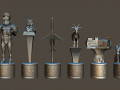 Dan Bilzerians luxury Chess Set White Pieces 3D Принт Модель