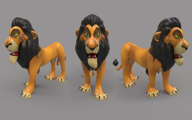 Scar The Lion 3D Модель .c4d .max .obj .3ds .fbx .stl .blend 