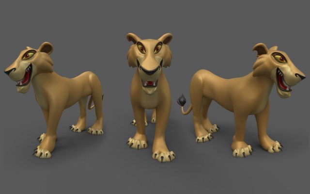 Zira The Lioness 3D Model in Cartoon 3DExport