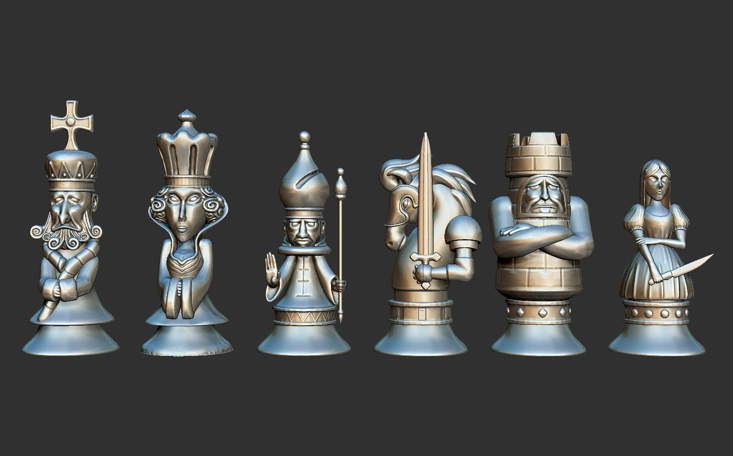 Alice Madness Returns Chess Set 3D Print Model .c4d .max .obj .3ds .fbx .stl .blend 