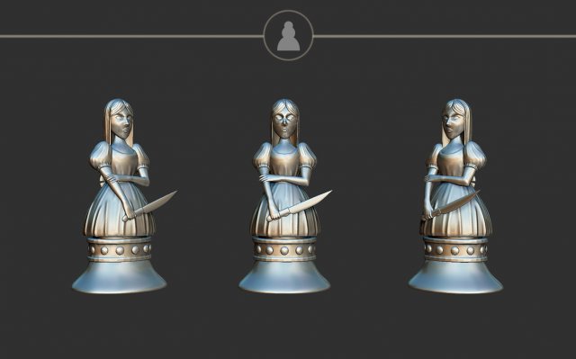 Pawn Alice Madness Returns Chess Set Modelo de Impressão 3D .c4d .max .obj .3ds .fbx .stl .blend 