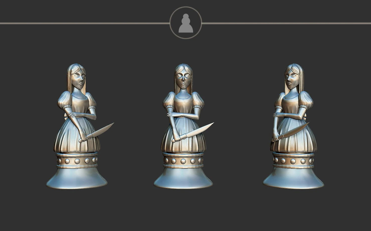 Pawn Alice Madness Returns Chess Set 3D Print Model .c4d .max .obj .3ds .fbx .stl .blend 