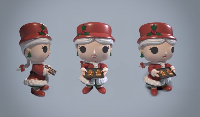 Funko pop Mrs Claus 3D Model .c4d .max .obj .3ds .fbx .stl .blend 